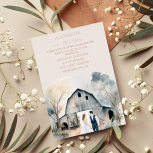 Watercolor Rustic Barn Wedding