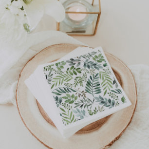 Watercolor Rustic Botanical Leaves    Napkin