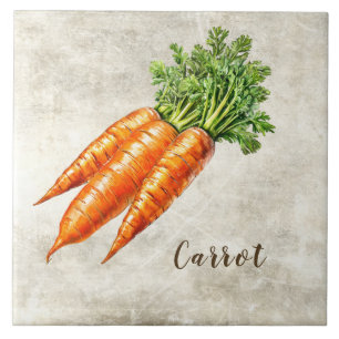 Watercolor Rustic Carrot Faux Texture  Ceramic Tile
