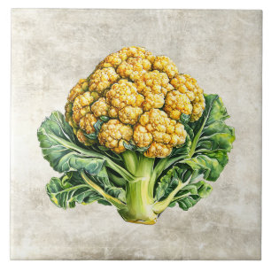 Watercolor Rustic Cauliflower Faux Texture  Ceramic Tile