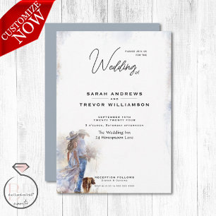 Watercolor Rustic Cowboy Wedding  Invitation