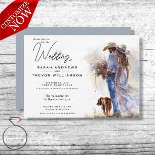 Watercolor Rustic Cowboy Wedding  Invitation