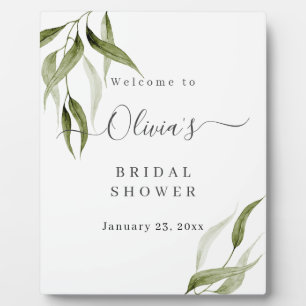 Watercolor Rustic Eucalyptus Bridal Shower Easel Plaque