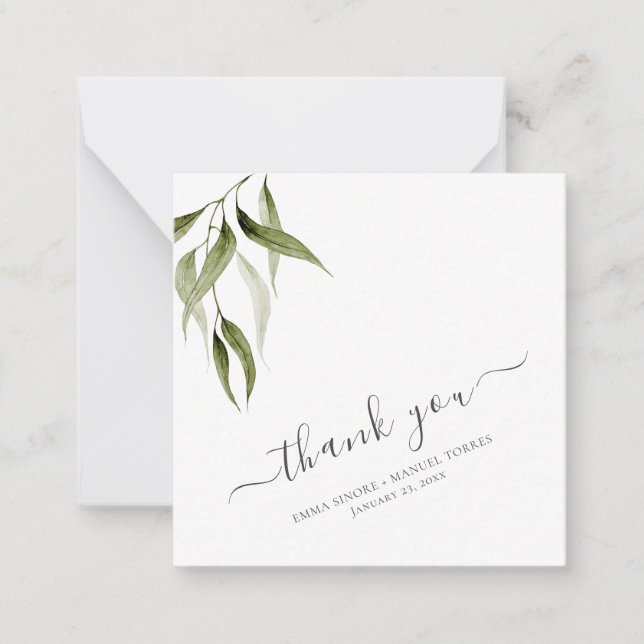 Watercolor Rustic Eucalyptus Greenery Thank You Card (Front)