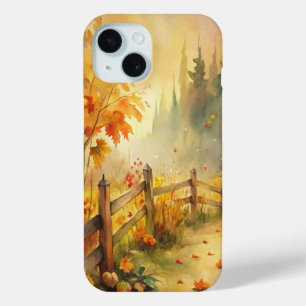 Watercolor Rustic Fall Landscape iPhone 15 Case