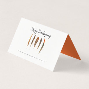 Watercolor Rustic feather Thanksgiving place card