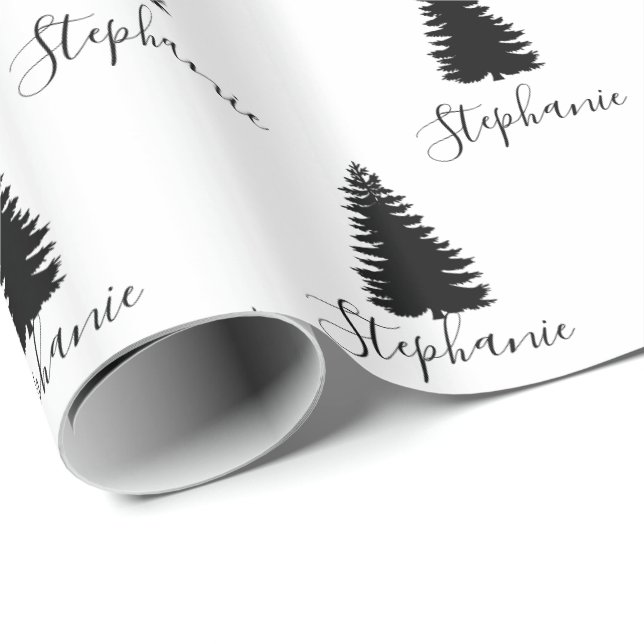 Watercolor Rustic Fir Trees Forest Winter Wrapping Paper (Roll Corner)