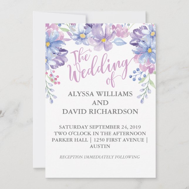 Watercolor Rustic Floral Peony Wedding Card (Front)