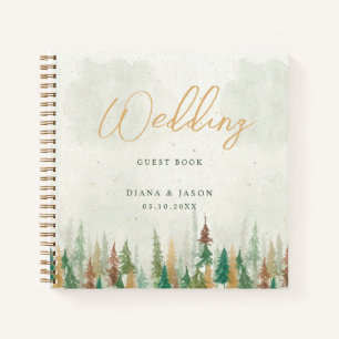 Watercolor Rustic forest pine trees  Notebook