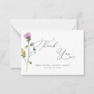 Watercolor Rustic Garden Roses Thank You Card