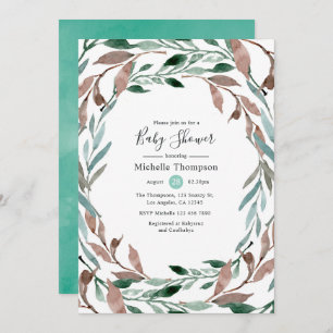 Watercolor Rustic Greenery Winter Baby Shower Invitation