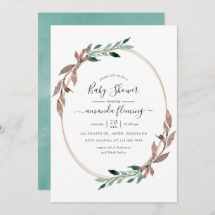 Watercolor Rustic Greenery Winter Baby Shower Invitation