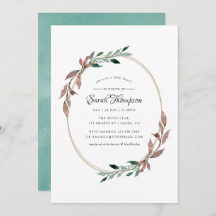 Watercolor Rustic Greenery Winter Bridal Shower Invitation