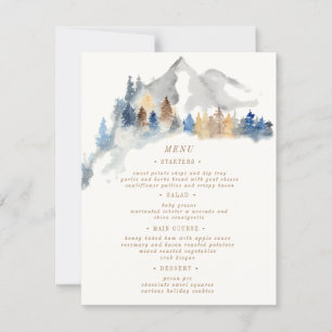 Watercolor Rustic Mountain Wedding Menu Card