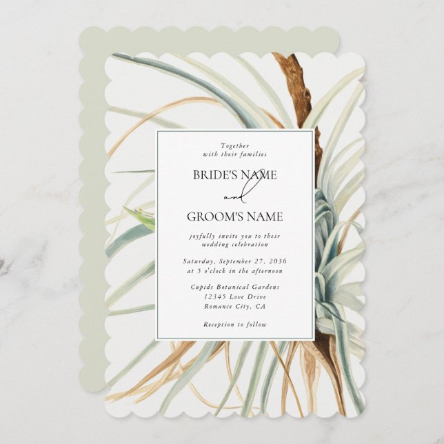 Watercolor Rustic Neutral Boho Botanical Wedding Invitation (Front/Back)