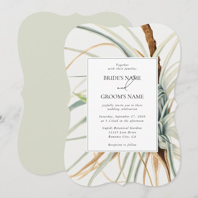 Watercolor Rustic Neutral Boho Botanical Wedding Invitation (Front/Back)