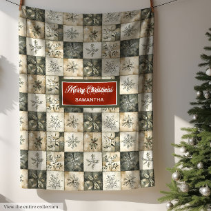 Watercolor Rustic Neutral Pastel Colors Patchwork Fleece Blanket