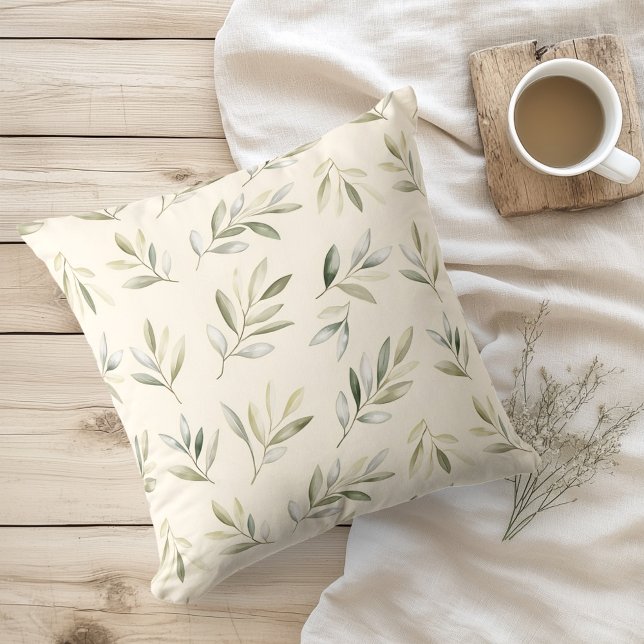 Watercolor Rustic Olive Branches Cushion (Creator Uploaded)
