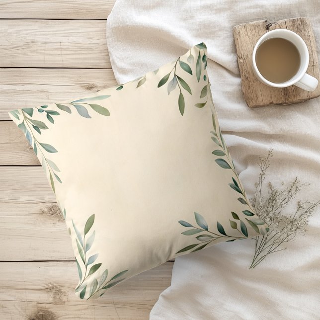 Watercolor Rustic Olive Branches Cushion (Creator Uploaded)