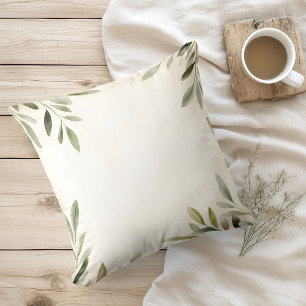 Watercolor Rustic Olive Branches Cushion