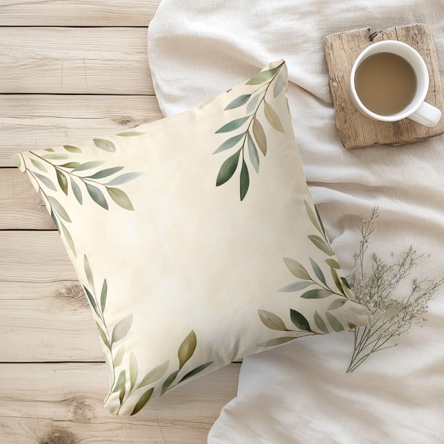 Watercolor Rustic Olive Branches Cushion (Creator Uploaded)