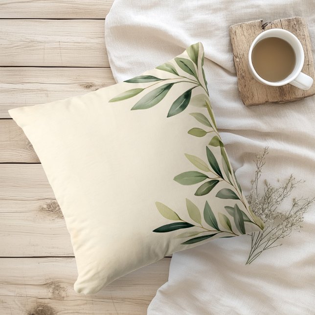 Watercolor Rustic Olive Branches Cushion (Creator Uploaded)