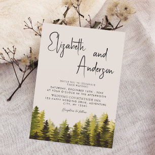 Watercolor Rustic Pine Forest Wedding Invitation