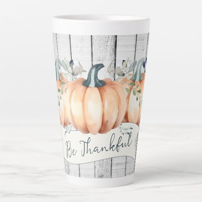 Watercolor Rustic Pumpkins Latte Mug (Front)