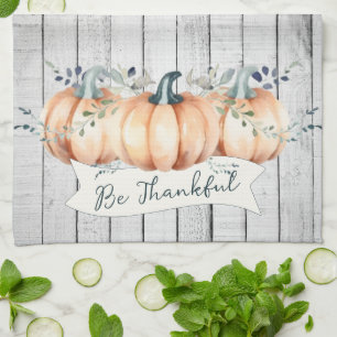 Watercolor Rustic Pumpkins Tea Towel