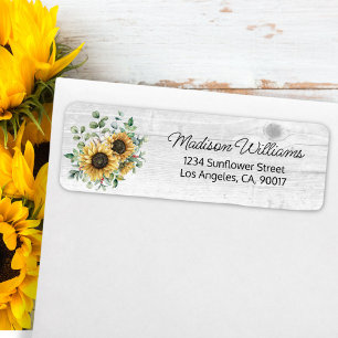 Watercolor Rustic Sunflower Bouquet Return Address Label