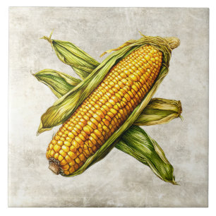 Watercolor Rustic Sweet Corn Faux Texture  Ceramic Tile