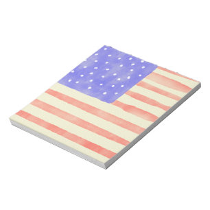 Watercolor rustic USA American flag Notepad