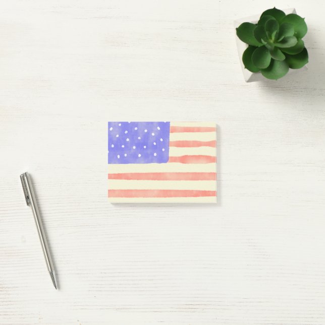 Watercolor rustic USA American flag Post-it Notes (Office)