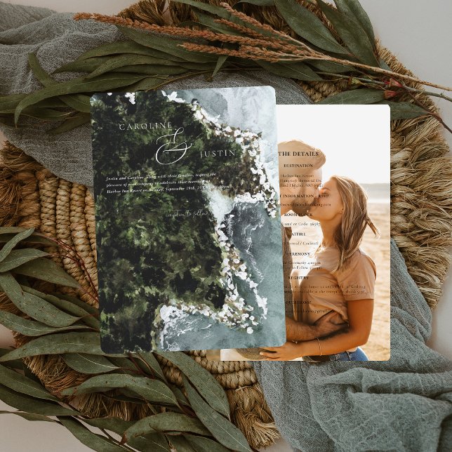 Watercolor Rustic West Coast Wedding Invitation (Creator Uploaded)