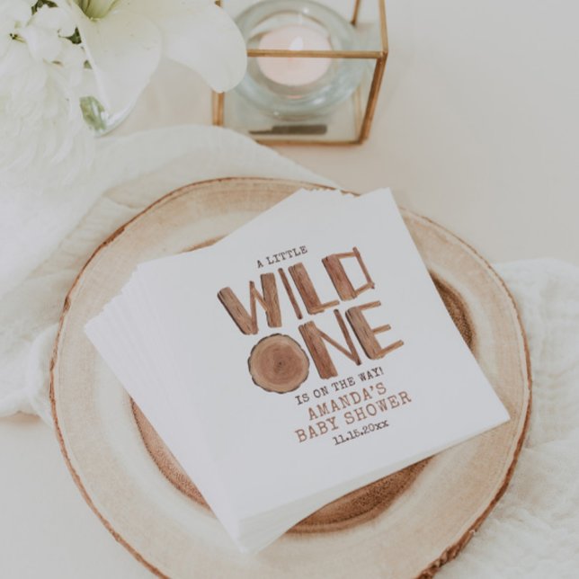 Watercolor Rustic Wood Wild One Baby Shower  Napkin (Creator Uploaded)