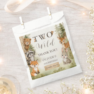 Watercolor Rustic Woodland Two Wild 2nd Birthday Favour Bag