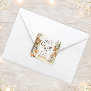 Watercolor Rustic Woodland Wild One 1st Birthday  Square Sticker