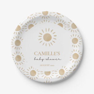 Watercolor Rustic Yellow Sun Boho Baby Shower  Paper Plate