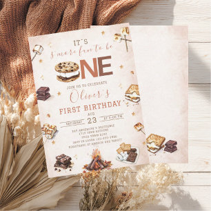 Watercolor S`more to love fall birthday party  Invitation