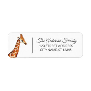 Watercolor Safari Animal Giraffe Return Address  Return Address Label