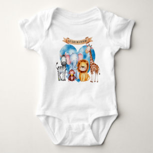 Watercolor Safari Animals Baby Shower Baby Bodysuit