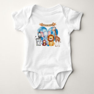 Watercolor Safari Animals Baby Shower Bodysuit