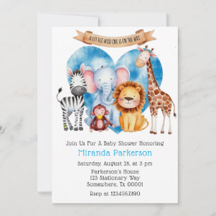 Watercolor Safari Animals Boy Baby Shower Invitation