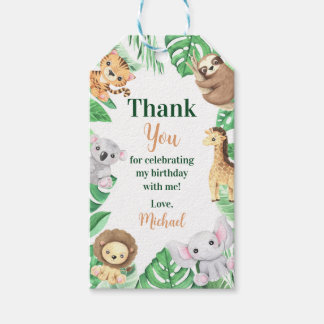 Watercolor Safari Animals Boy Birthday Gift Tags