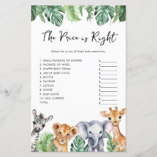 Watercolor Safari Baby Shower The Price Is Right