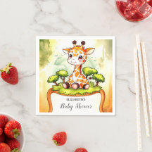 Watercolor Safari Giraffe Baby Shower