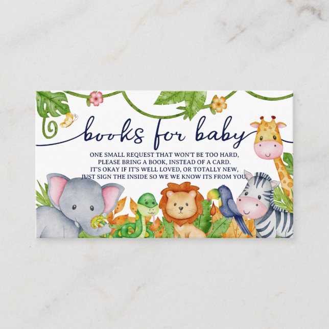 Watercolor Safari Jungle Book Request Baby Shower  Enclosure Card (Front)