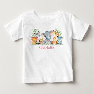 Watercolor Safari Jungle Cute Baby Animals T-Shirt