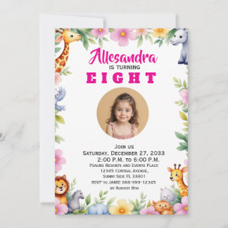 Watercolor Safari Kids Party Animals Budget Modern Invitation