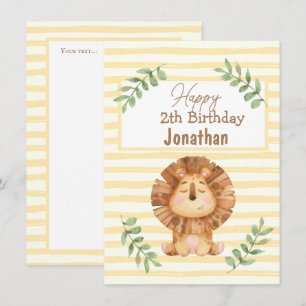 Watercolor Safari lion wildlife boy birthday card